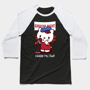 Cute Cat Funny Karaoke Night Singing Cartoon Baseball T-Shirt